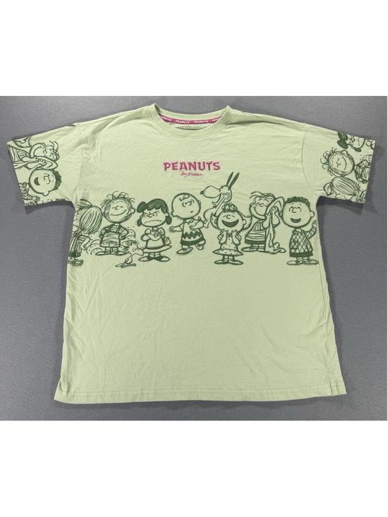 Peanuts Tops - Peanuts T-Shirt Unisex M Green Snoopy Charlie Brown Sketch Graphic Tee